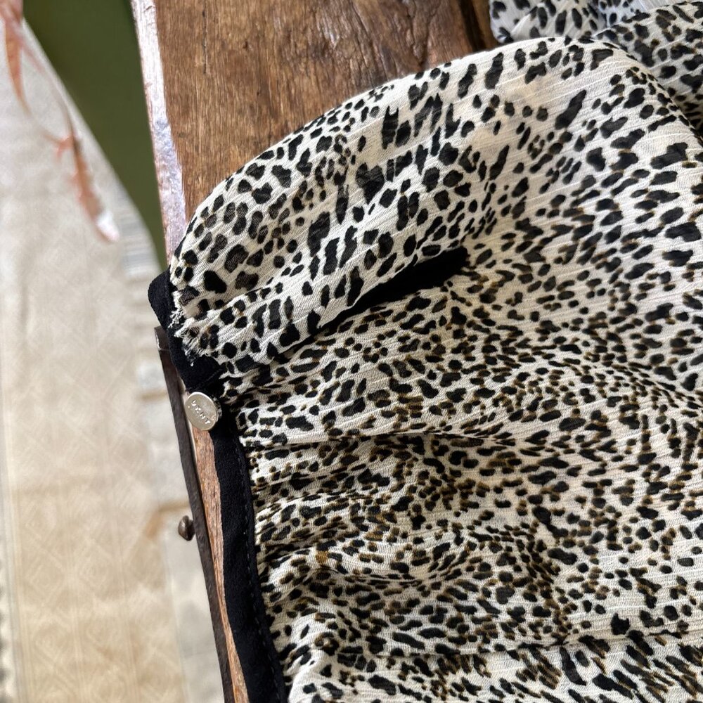 DKNY Long Sleeve Cream and Black Leopard Print Dress SIZE LARGE - Picture 6 of 7